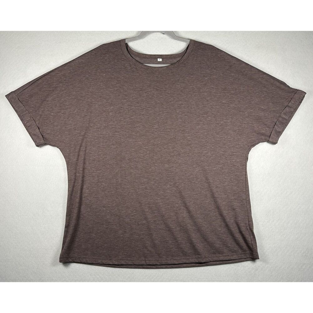 BUNDLE 2x Oversized Cuffed Dolman Tops Black & Heather Cocoa Earth Tones Size L